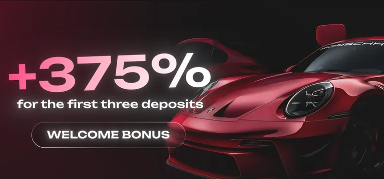 Баннер приветственного бонуса Sneket: +375% на первые три депозита